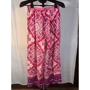 EUC Women's floral wide leg pull on casual polazzo pants Size‎ M-L